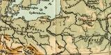 Europa physikalisch Karte Lithographie 1912 Original der...