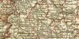 England und Wales historische Landkarte Lithographie ca. 1901