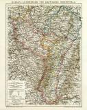 Elsass - Lothringen und Bayerische Rheinpfalz historische Landkarte Lithographie ca. 1898