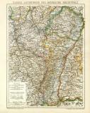 Elsass - Lothringen und Bayerische Rheinpfalz historische Landkarte Lithographie ca. 1901