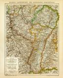 Elsass Lothringen Rheinpfalz Karte Lithographie 1905...