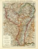 Elsass - Lothringen und Bayerische Rheinpfalz historische Landkarte Lithographie ca. 1911