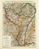 Elsass Lothringen Rheinpfalz Karte Lithographie 1912 Original der Zeit