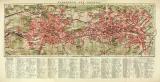Elberfeld und Barmen historischer Stadtplan Karte Lithographie ca. 1911