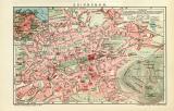 Edinburgh historischer Stadtplan Karte Lithographie ca. 1905
