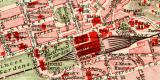 Edinburgh historischer Stadtplan Karte Lithographie ca. 1907