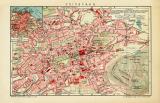 Edinburgh Stadtplan Lithographie 1907 Original der Zeit