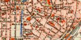 Düsseldorf historischer Stadtplan Karte Lithographie ca. 1901