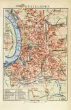 Düsseldorf Stadtplan Lithographie 1901 Original der...