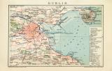 Dublin historischer Stadtplan Karte Lithographie ca. 1900
