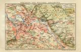 Dresden und weitere Umgebung historischer Stadtplan Karte Lithographie ca. 1904