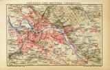 Dresden und weitere Umgebung historischer Stadtplan Karte Lithographie ca. 1905