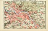 Dresden und weitere Umgebung historischer Stadtplan Karte Lithographie ca. 1911