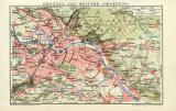 Dresden und weitere Umgebung historischer Stadtplan Karte Lithographie ca. 1912