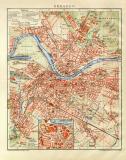 Dresden historischer Stadtplan Karte Lithographie ca. 1901