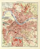 Dresden historischer Stadtplan Karte Lithographie ca. 1906