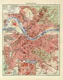 Dresden Stadtplan Lithographie 1912 Original der Zeit