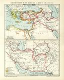 Diadochenreiche Karte Lithographie 1908 Original der Zeit