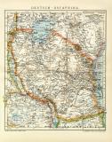 Deutsch Ostafrika Karte Lithographie 1902 Original der Zeit