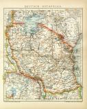 Deutsch Ostafrika Karte Lithographie 1907 Original der Zeit