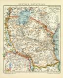 Deutsch - Ostafrika historische Landkarte Lithographie ca. 1911