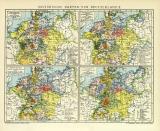 Historische Karten von Deutschland II. historische Landkarte Lithographie ca. 1909
