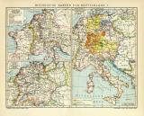Historische Karten II. Deutschland Lithographie 1909...