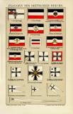 Flaggen des Deutschen Reichs historische Bildtafel Chromolithographie ca. 1901