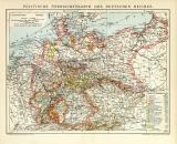 Politische Übersichtskarte des Deutschen Reiches historische Landkarte Lithographie ca. 1900