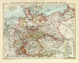 Politische Übersichtskarte des Deutschen Reiches historische Landkarte Lithographie ca. 1904