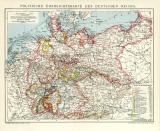 Politische Übersichtskarte des Deutschen Reiches historische Landkarte Lithographie ca. 1906