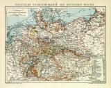 Politische Übersichtskarte des Deutschen Reiches historische Landkarte Lithographie ca. 1912