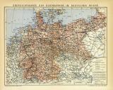 Eisenbahnen Deutsches Reich Karte Lithographie 1905...