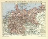 Eisenbahnen Deutsches Reich Karte Lithographie 1910...