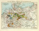 Karte der Industrie der Bergwerks- und Hüttenproduktion des Deutschen Reiches historische Landkarte Lithographie ca. 1901