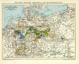 Karte der Industrie der Bergwerks- und Hüttenproduktion des Deutschen Reiches historische Landkarte Lithographie ca. 1906