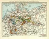 Karte der Industrie der Bergwerks- und Hüttenproduktion des Deutschen Reiches historische Landkarte Lithographie ca. 1910