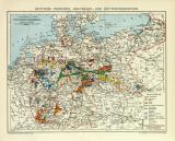 Karte der Industrie der Bergwerks- und Hüttenproduktion des Deutschen Reiches historische Landkarte Lithographie ca. 1912