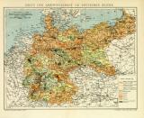 Karte der Landwirtschaft im Deutschen Reiche historische Landkarte Lithographie ca. 1908