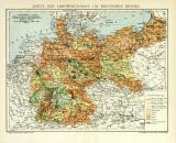 Landwirtschaft Deutsches Reich Karte Lithographie 1910...