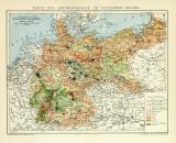 Landwirtschaft Deutsches Reich Karte Lithographie 1912...