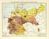 Deutsches Reich Bevölkerung Karte Lithographie 1901...