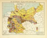 Deutsches Reich Bevölkerung Karte Lithographie 1905...