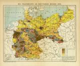 Deutsches Reich Bevölkerung Karte Lithographie 1908...