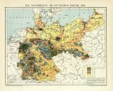 Karte der Bevölkerungsdichtigkeit im Deutschen Reiche 1910 historische Landkarte Lithographie ca. 1911