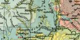 Deutschland geologische Karte Lithographie 1905 Original...