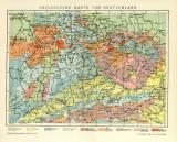 Geologische Karte von Deutschland historische Landkarte Lithographie ca. 1905