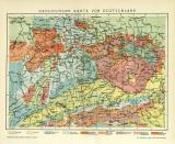 Deutschland geologische Karte Lithographie 1909 Original...