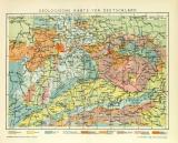 Geologische Karte von Deutschland historische Landkarte Lithographie ca. 1912