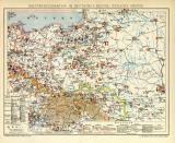 Militärdislokation im Deutschen Reiche Östliche Grenze historische Militärkarte Lithographie ca. 1905